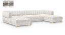 Gwen 143" Velvet Upholstered 3pc. Sectional - Cream