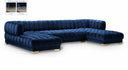 Gwen 143" Velvet Upholstered 3pc. Sectional - Blue