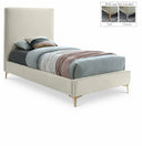 Geri Velvet Upholstered Twin Bed - Cream