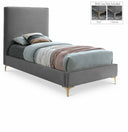 Geri Velvet Upholstered Twin Bed - Grey