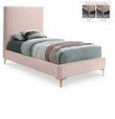 Geri Velvet Upholstered Twin Bed - Pink