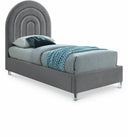 Rainbow Velvet Upholstered Twin Bed - Grey