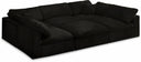 Cozy 119" Velvet Upholstered Overstuffed Fiber Filled Comfort Comfort 6pc. Modular Sectional - Black