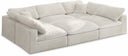 Cozy 119" Velvet Upholstered Overstuffed Fiber Filled Comfort Comfort 6pc. Modular Sectional - Cream