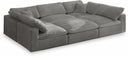 Cozy 119" Velvet Upholstered Overstuffed Fiber Filled Comfort Comfort 6pc. Modular Sectional - Grey