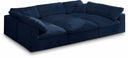 Cozy 119" Velvet Upholstered Overstuffed Fiber Filled Comfort Comfort 6pc. Modular Sectional - Blue