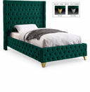 Savan Velvet Upholstered Twin Bed - Green