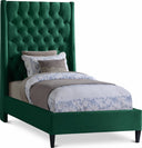Fritz Velvet Upholstered Twin Bed - Green