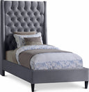 Fritz Velvet Upholstered Twin Bed - Grey