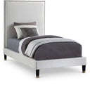 Harlie Velvet Upholstered Twin Bed - Cream