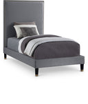 Harlie Velvet Upholstered Twin Bed - Grey