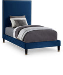 Harlie Velvet Upholstered Twin Bed - Blue
