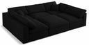 Serene 119" Linen Textured Fabric Upholstered Deluxe Comfort 6pc. Modular Sectional - Black