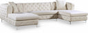 Gail 127" Velvet Upholstered 3pc. Sectional - Cream