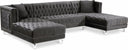 Moda 127" Velvet Upholstered 3pc. Sectional - Grey