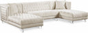 Moda 127" Velvet Upholstered 3pc. Sectional - Cream