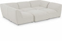 Miramar 109" Linen Textured Fabric Upholstered 6pc. Modular Sectional - Cream