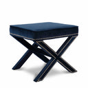 Nixon Velvet Upholstered Stool - Blue