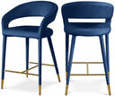 Destiny Velvet Upholstered Stool - Blue