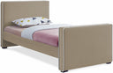 Dillard Velvet Upholstered Twin Bed - Beige