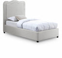 Felix Linen Textured Fabric Upholstered Twin Bed - Cream