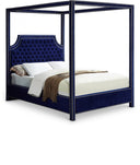 Rowan Velvet Upholstered Bed - Blue