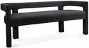 Athena Boucle Fabric Upholstered Bench - Black