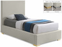 Crosby Twin Linen Textured Fabric Upholstered Bed - Beige