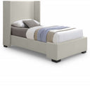 Oxford Twin Linen Textured Fabric Upholstered Bed - Beige