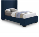 Oxford Twin Linen Textured Fabric Upholstered Bed - Blue