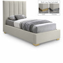 Pierce Twin Linen Textured Fabric Upholstered Bed - Beige