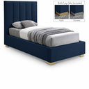 Pierce Twin Linen Textured Fabric Upholstered Bed - Blue