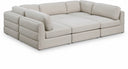 Beckham 114" Linen Textured Fabric Upholstered 6pc. Modular Sectional - Beige