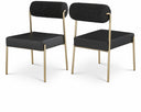 Carly Boucle Fabric And Vegan Leather Upholstered Dining Chair - Black