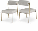Carly Boucle Fabric And Vegan Leather Upholstered Dining Chair - Taupe
