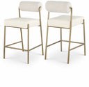 Carly Boucle Fabric And Vegan Leather Upholstered Counter Stool - Cream