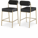 Carly Boucle Fabric And Vegan Leather Upholstered Counter Stool - Black