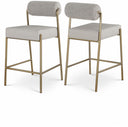 Carly Boucle Fabric And Vegan Leather Upholstered Counter Stool - Taupe