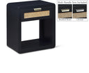 Langham 24" Poplar Wood And Natural Cane Nightstand - Black