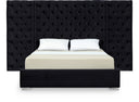 Grande Velvet Upholstered Bed - Black