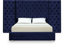 Grande Velvet Upholstered Bed - Blue