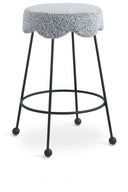 Fleur Boucle Fabric Upholstered Counter Stool - Grey