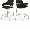 Yara Velvet Upholstered Counter Stool - Black