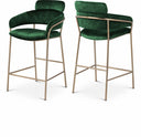 Yara Velvet Upholstered Counter Stool - Green