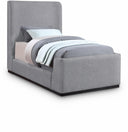 Oliver Boucle Fabric Upholstered Twin Bed - Grey