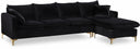 Naomi 110" Velvet Upholstered Reversible Sectional - Black