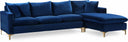 Naomi 110" Velvet Upholstered Reversible Sectional - Blue