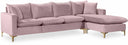 Naomi 110" Velvet Upholstered Reversible Sectional - Pink