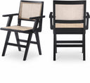 Preston Solid Wood And Natrual Cane Dining Arm Chair - Black