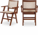 Preston Solid Wood And Natrual Cane Dining Arm Chair - Brown